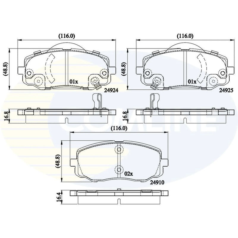 Comline 4 x Front Brake Pad Set CBP36008