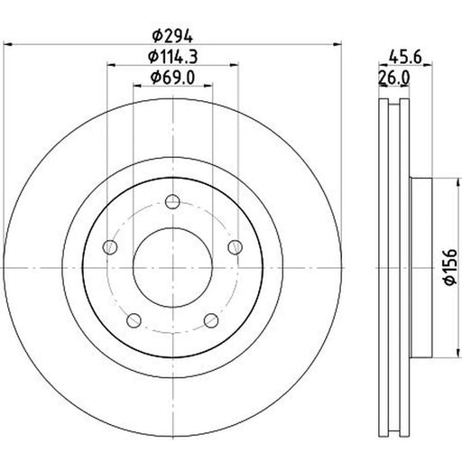 DON 2 x Internally Vented Front Brake Discs PCD11502