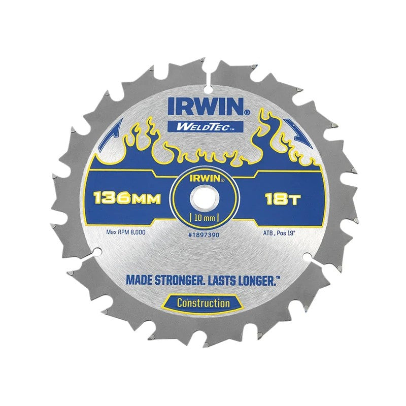 IRWIN® Weldtec Cordless Circular Saw Blade 136 x 10mm x 18T ATB - 1897390