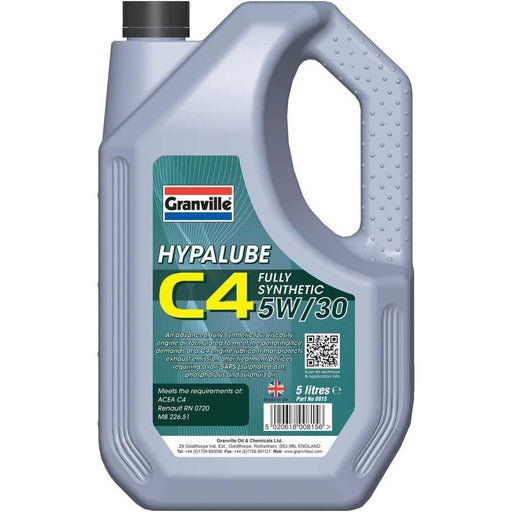 Granville Hypalube Fully Synthetic 5w30 C4 Engine Oil 5 Litre 5L Granville  - Town Parts