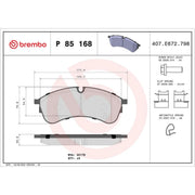 Brembo 4 x Front Brake Pad Set P85168
