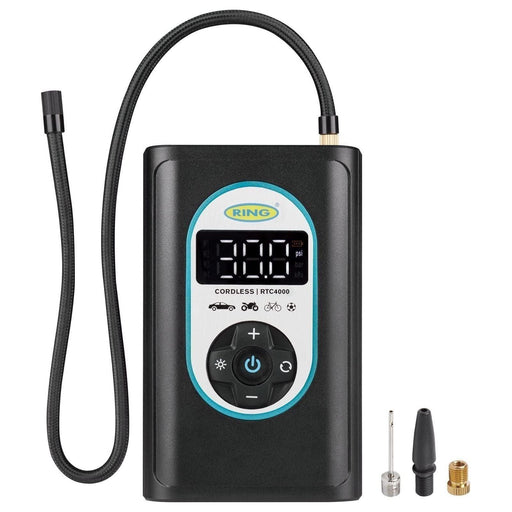 Ring Automotive RTC4000 cordless tyre inflator air compressor car pump. Recharge Ring  - Town Parts