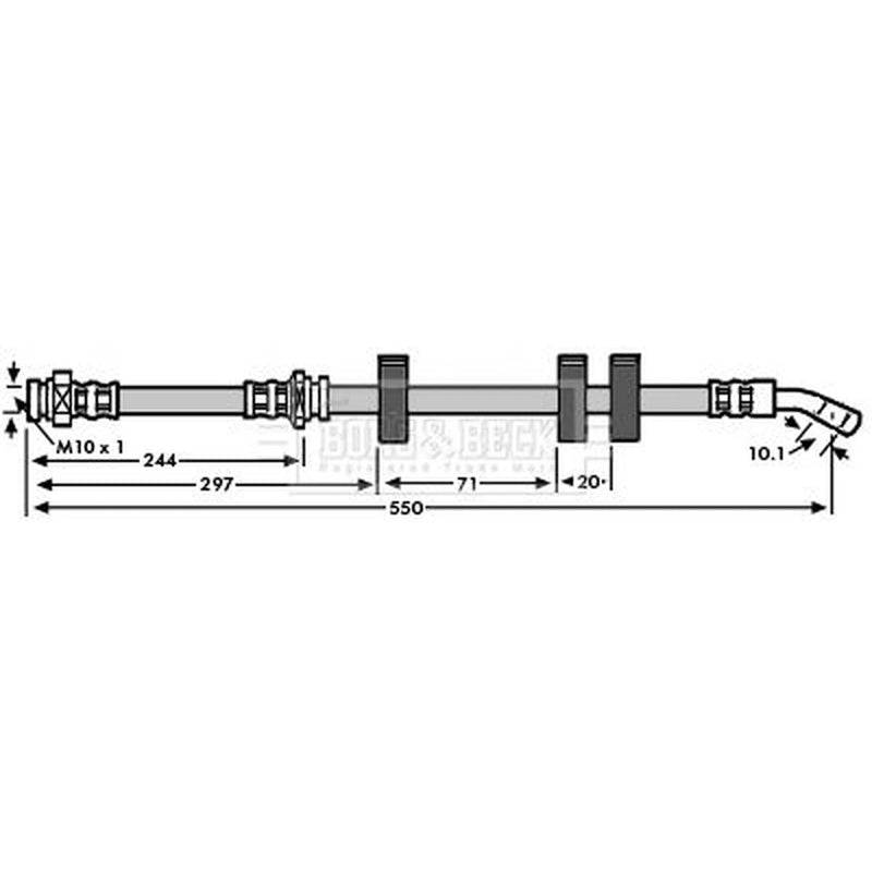 Borg & Beck Brake Hydraulic Hose Line Front Left BBH6048