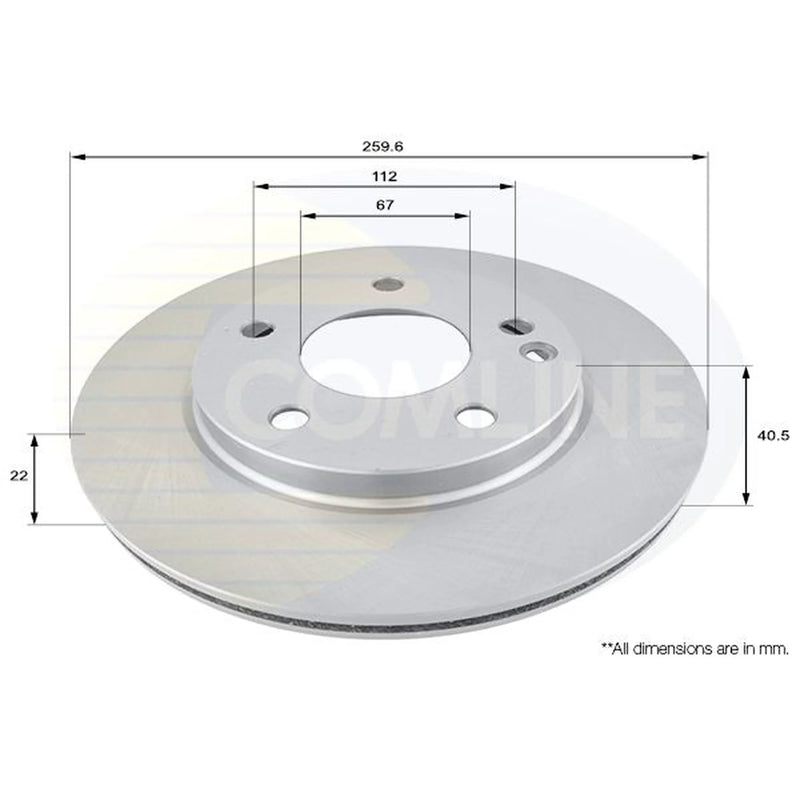 Comline 2 x Internally Vented Front Brake Discs ADC1605V