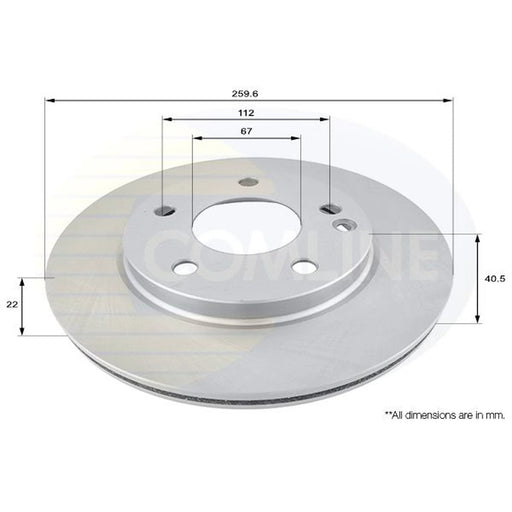 Comline 2 x Internally Vented Front Brake Discs ADC1605V