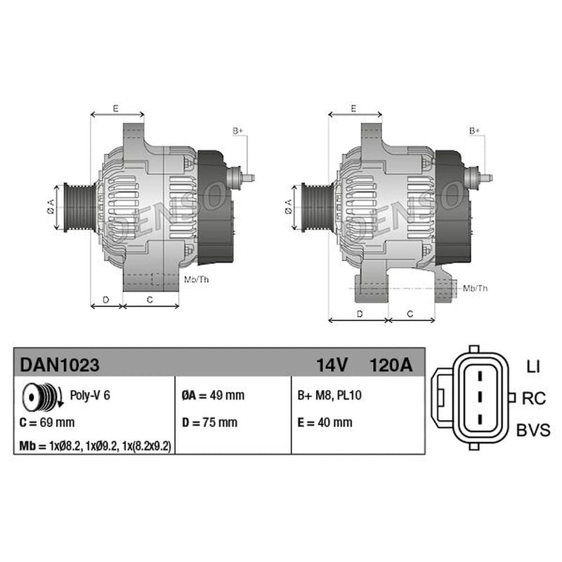 Denso Car Alternator 12V DAN1023