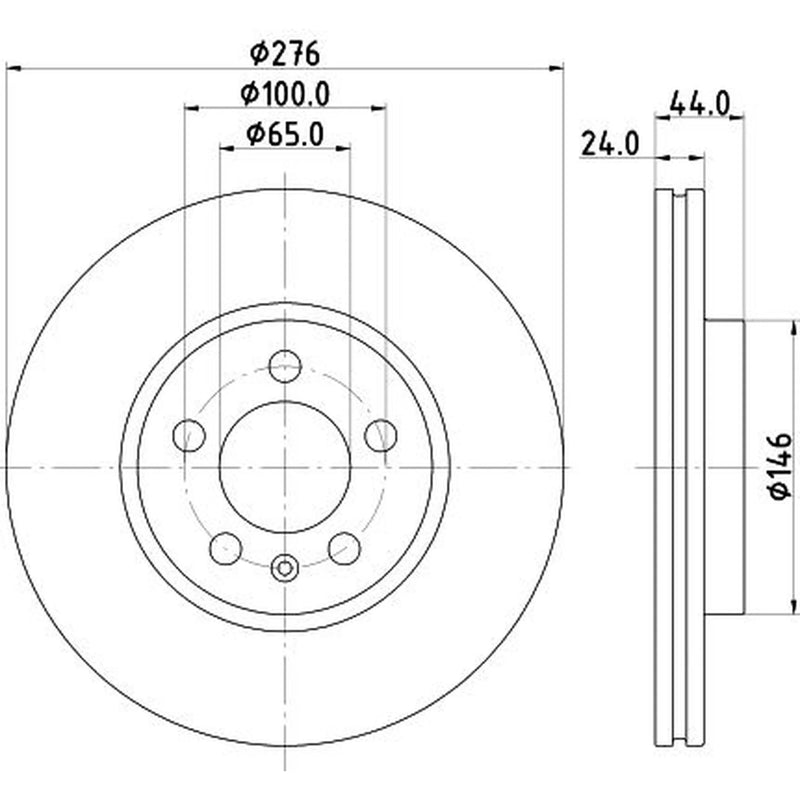 DON 2 x Internally Vented Front Brake Discs PCD20282