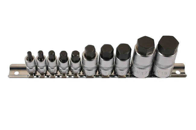 Laser Tools Hex Socket Bit Set 1/4"D, 3/8"D, 1/2"D 10pc - PL