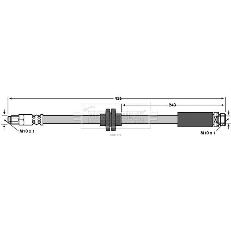 Borg & Beck Brake Hydraulic Hose Line Rear Left BBH7772