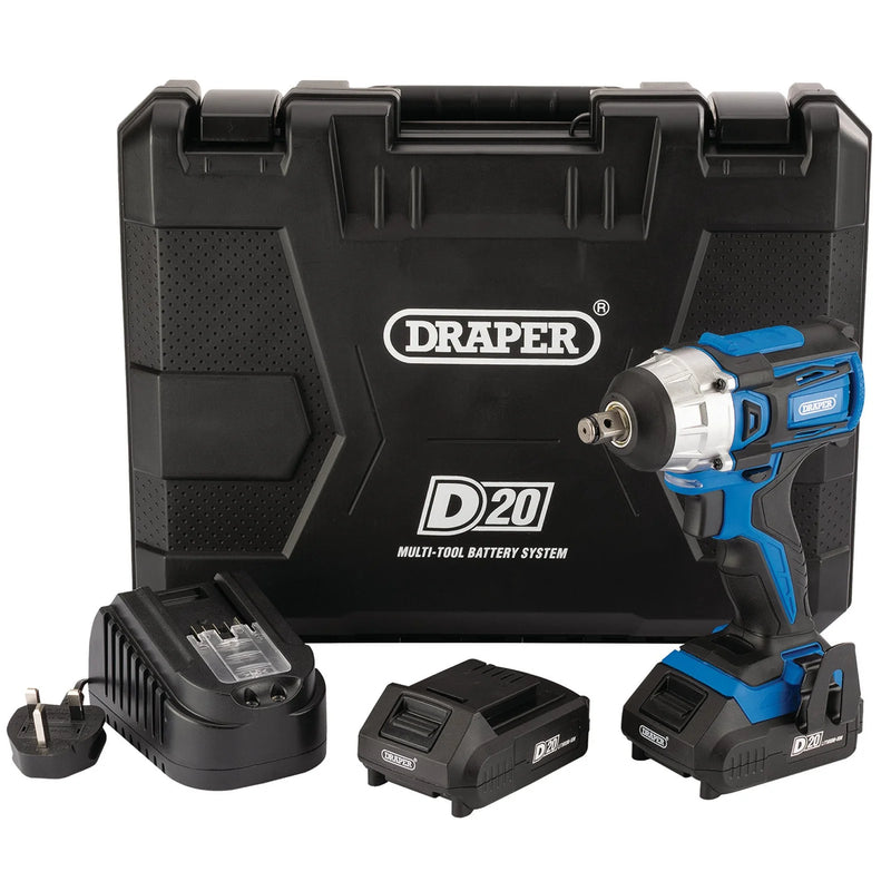 D20 Impact Wrench 20V Brushless 250Nm with 2x 2.0Ah Batteries