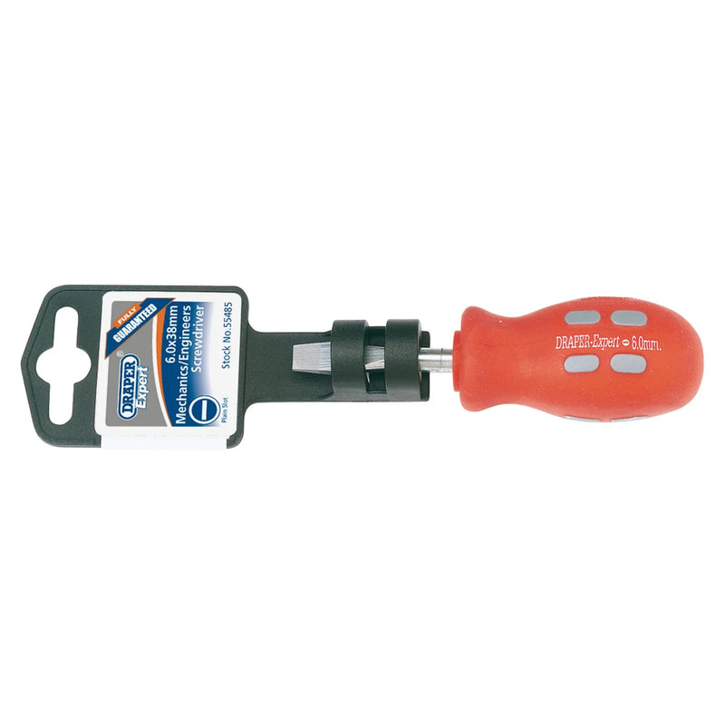 Draper Expert Screwdriver Plain Slot Flared Tip 6 x 38mm