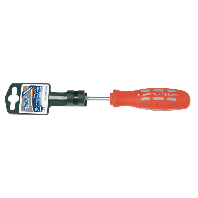 Draper Expert Mechanics Screwdriver, Plain Slot Parallel Tip, 5mm