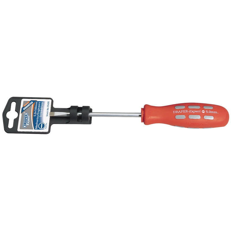 Draper Expert Mechanics Screwdriver, Plain Slot Parallel Tip, 5mm