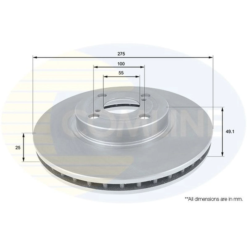 Comline 2 x Front Brake Discs ADC01114V