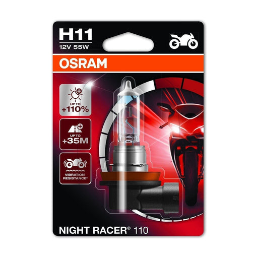 Osram 64211NR1-01B Night Racer 110 H11 Motorcycle Headlamp Bulb, 12V, Single Bli Osram  - Town Parts