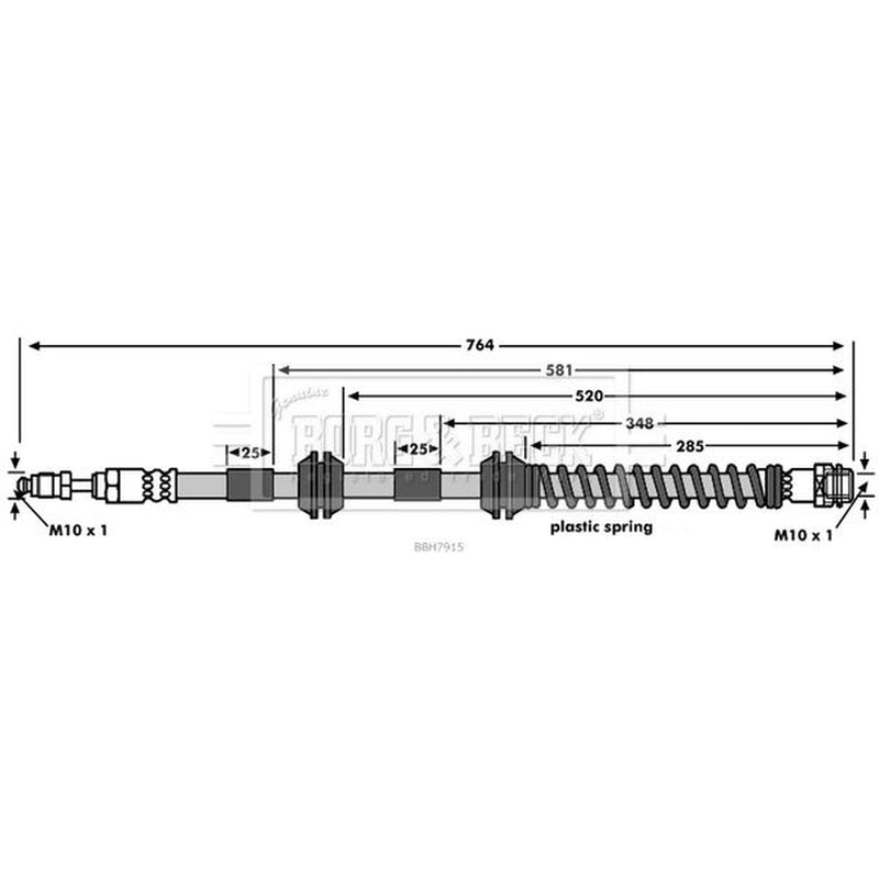 Borg & Beck Brake Hydraulic Hose Line Front Left BBH7915
