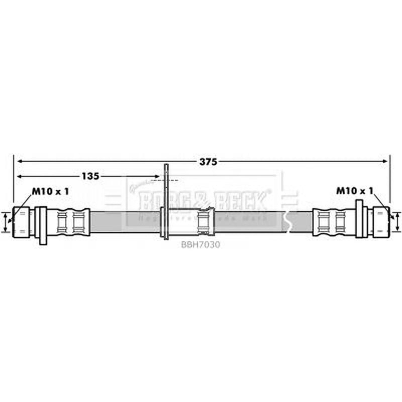 Borg & Beck Brake Hydraulic Hose Line Rear Left BBH7030