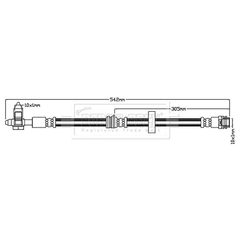 Borg & Beck Brake Hydraulic Hose Line Front Left BBH6722