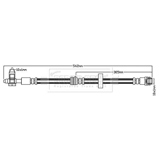 Borg & Beck Brake Hydraulic Hose Line Front Left BBH6722