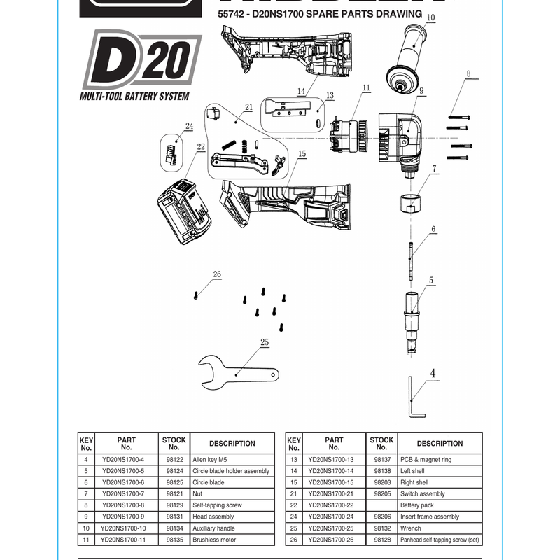 Draper Circle Blade Holder Assembly YD20NS1700-5
