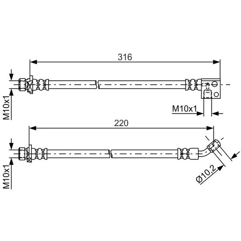 Bosch Brake Hydraulic Hose Line Rear Left 1 987 481 801