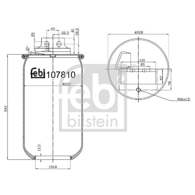 Febi Air Suspension Bellow 228mm 107810