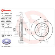Brembo 2 x Internally Vented Front Brake Discs 09.A868.11
