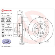 Brembo 2 x Aluminium Rear Brake Disc Hub Brake Discs 09.C414.13