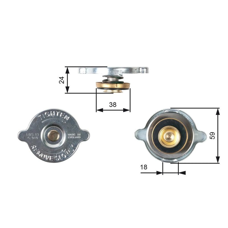 Gates Radiator Expansion Tank Cap bar RC115