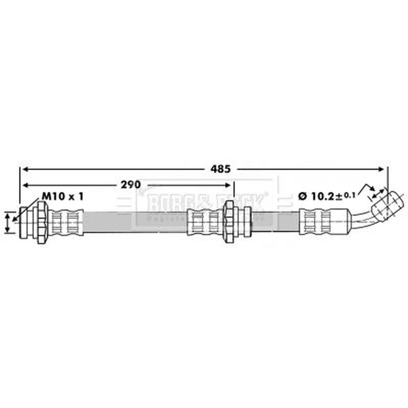 Borg & Beck Brake Hydraulic Hose Line Front Left BBH6674