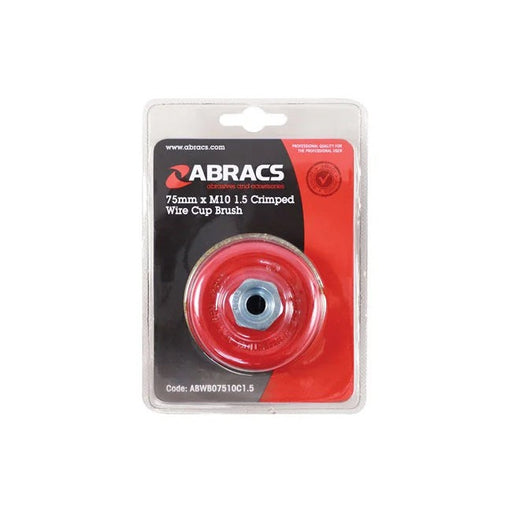 Abracs Crimped Cup Brush 75mm x M10 1.5 Pitch 1pc - CPL
