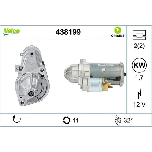 Valeo Starter Motor 12V 1.7kW Teeth 438199