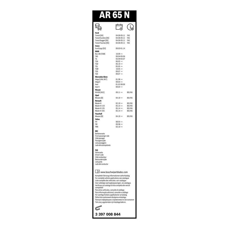 Bosch Aerotwin Wiper Blade 650mm — AR65N OE 48092245 81264400068 81264406035