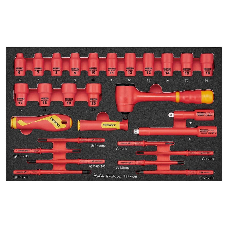 Teng Tools Insulated Socket & Screwdriver Set FOAM3 28 Pieces