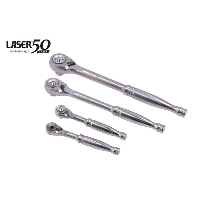 Laser Tools Stainless Steel High-Quality Ratchet Set 4pc - 50th Anniversary - PL