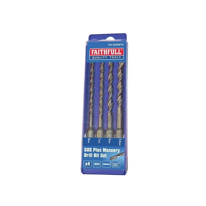 Faithfull SDS Plus Drill Bit Set, 4 Piece - FAISDSSET4