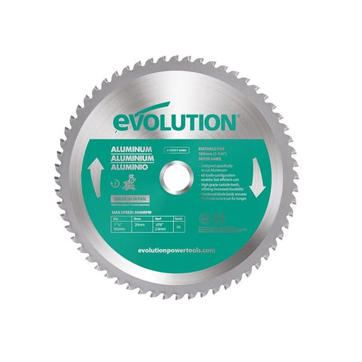 Evolution Aluminium Cutting Circular Saw Blade 185 x 20mm x 60T - A185TCT-60MS
