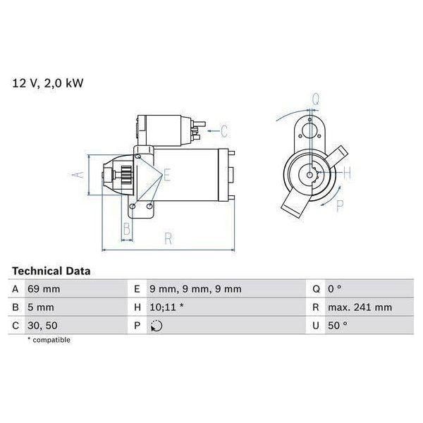 Bosch Reman Starter Motor 2267 0986022670 Bosch  - Town Parts