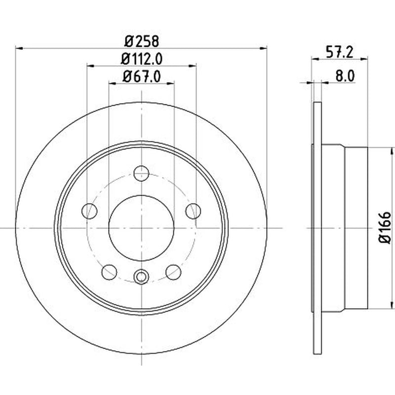 DON 2 x Solid Rear Brake Discs PCD18272