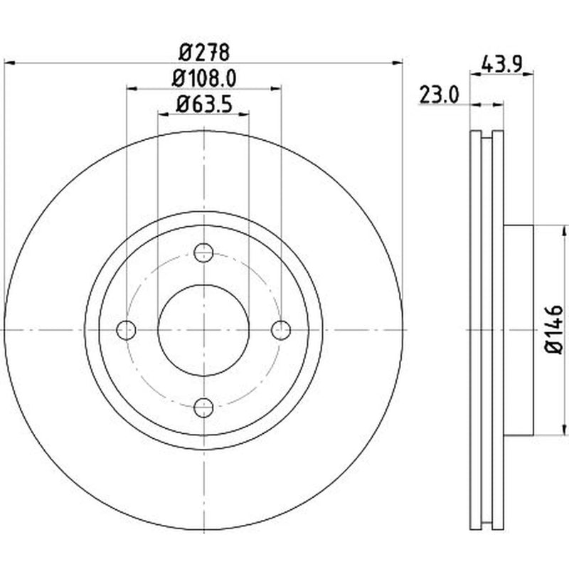 DON 2 x Internally Vented Front Brake Discs PCD12872