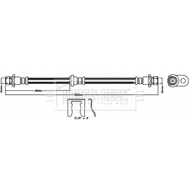 Borg & Beck Brake Hydraulic Hose Line Rear Left BBH8123