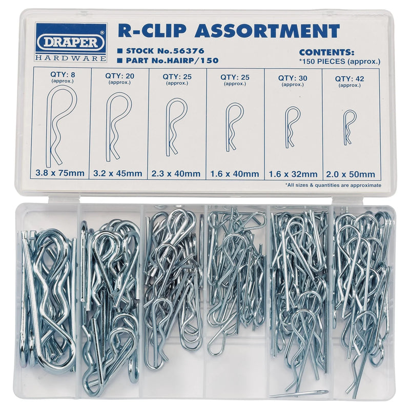 Draper R-Clip Assortment (150 Piece) in Storage Case