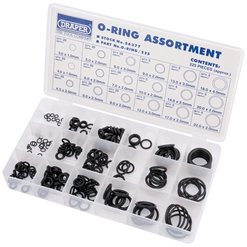 Draper O-Ring Assortment 225 Piece in Storage Case