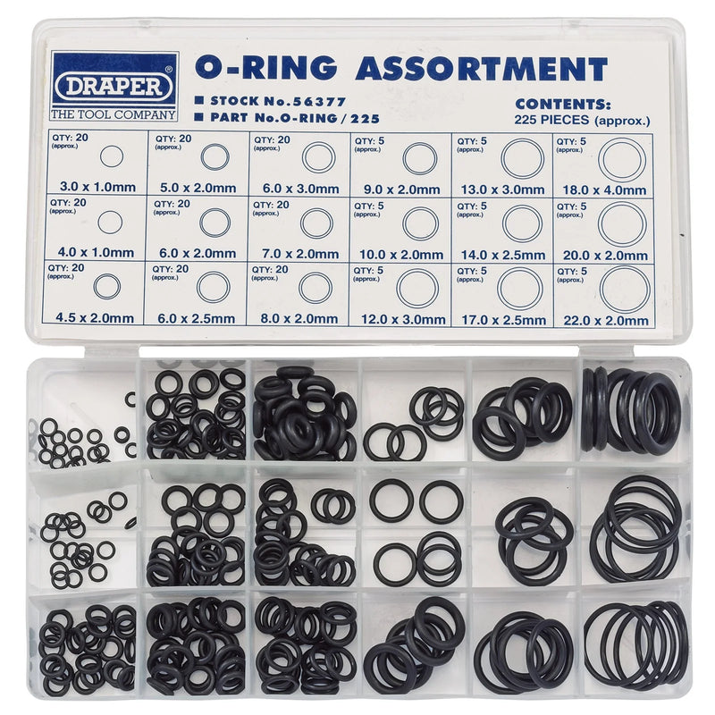 Draper O-Ring Assortment 225 Piece in Storage Case