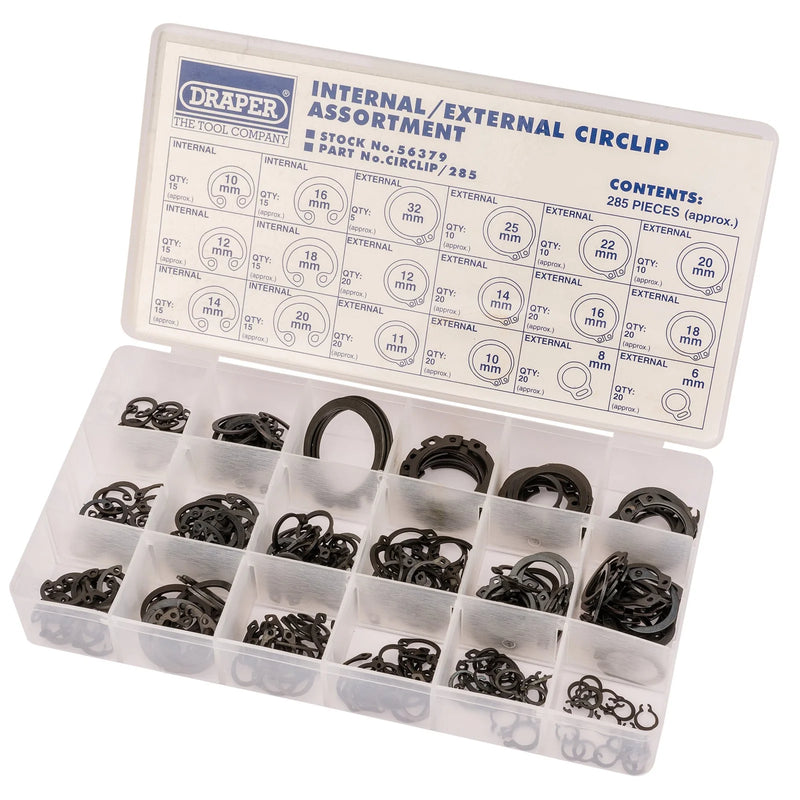 Draper Circlip Assortment 285 Pieces in Storage Case