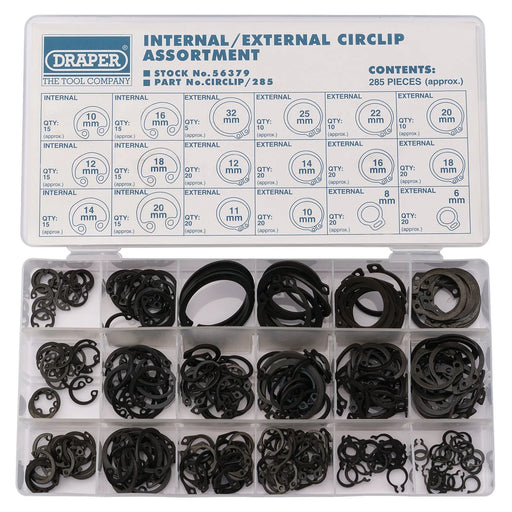 Draper Circlip Assortment 285 Pieces in Storage Case
