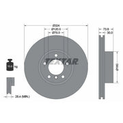 Textar 2 x Internally Vented Front Brake Discs 92107105