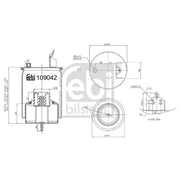 Febi Air Suspension Bellow 197mm steered leading axle 109042