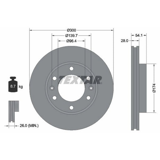 Textar 2 x Internally Vented Front Brake Discs 92164500