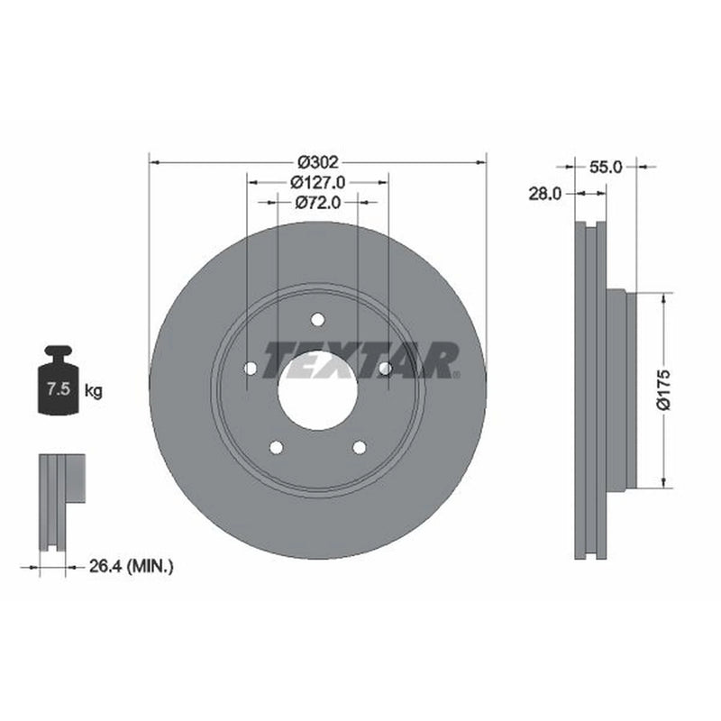 Textar 2 x Front Brake Discs 92253303